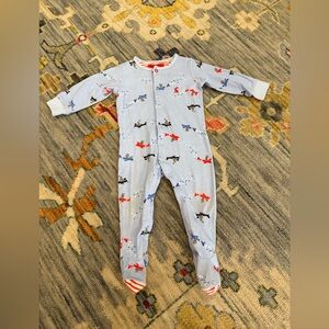 Joules Ziggy Printed One Piece Footies Blue Airplanes 12 months boys